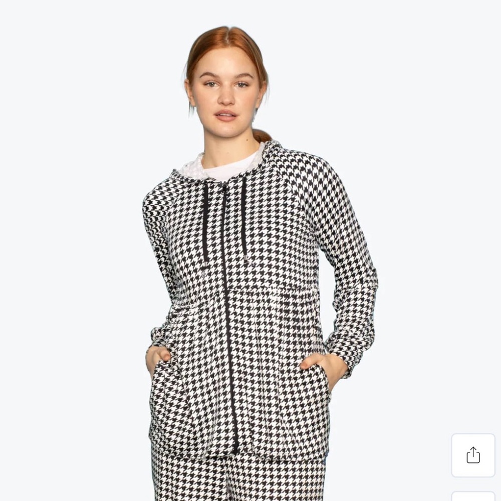 Lug Shimmy Jacket Black and White Houndstooth